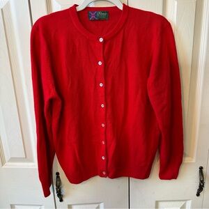 Tina Best Quality Scotland 100% Cashmere Button Down Sweater Cardigan Size Large